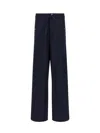 Dries Van Noten Wide Black Cotton Trousers In Blue