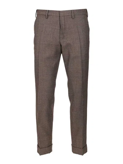 Dries Van Noten Men Prince Of Wales Wool Trousers In Brown