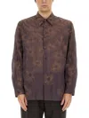 Dries Van Noten Floral Pattern Long Sleeve Cuffed Shirt In Brown