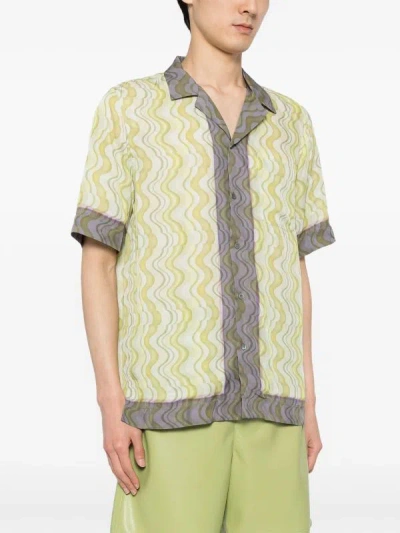 Dries Van Noten Men Printed Short Sleeve Shirt In 201 Lime
