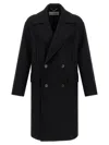 Dries Van Noten Racos 2216 M.w. Wool Double Breasted Coat In Black