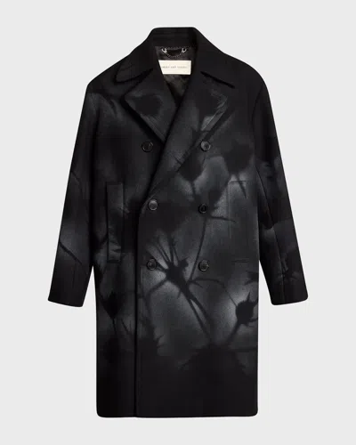 Dries Van Noten Men's Racos Printed Double-breasted Coat In Animal Print