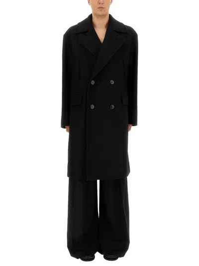 Dries Van Noten Racos Double-breasted Structured Wool-blend Coat In Black