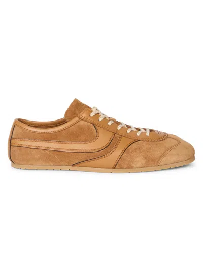 Dries Van Noten Men's Retro Leather Low-top Sneakers In Brown