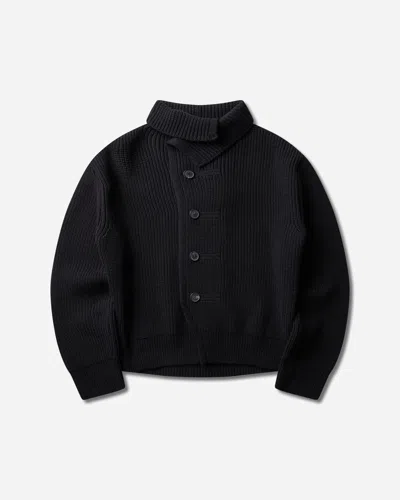 Dries Van Noten Men S Asymmetric Funnel Neck Cardigan In Black