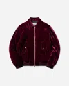 Dries Van Noten Men S Back Zip Velvet Bomber Jacket Violet In Burgundy