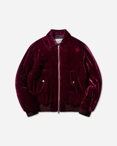 Dries Van Noten Men S Back Zip Velvet Bomber Jacket Violet In Burgundy