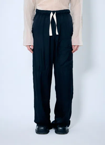 Dries Van Noten Men Satin Pants In Blue