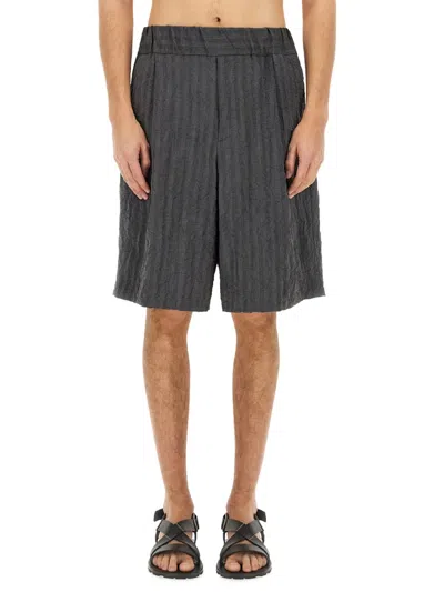 Dries Van Noten Bermuda Shorts Striped Elasticated Waistband In Black