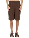 Dries Van Noten Knee Length Crinkled Texture Shorts In Brown