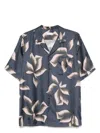 Dries Van Noten Silk Shirt With Floral Pattern And Camp Collar In Blue