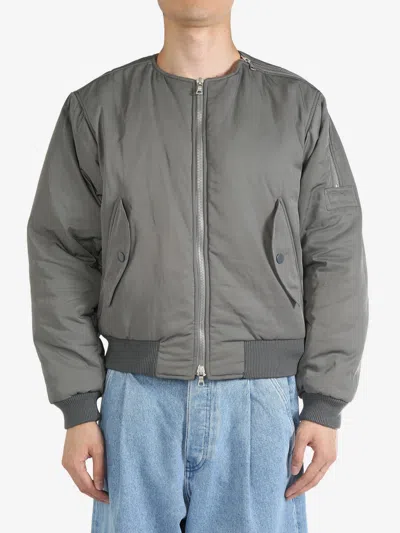 Dries Van Noten Gray Collarless Bomber Jacket In 802 Grey