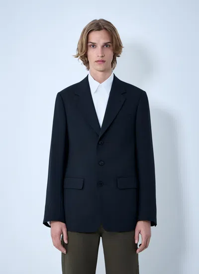 Dries Van Noten Men Single-breasted Wool Blazer In Blue