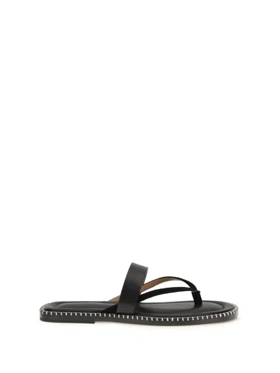 Dries Van Noten Men Slip-on Leather Sandals With Sequins In Black
