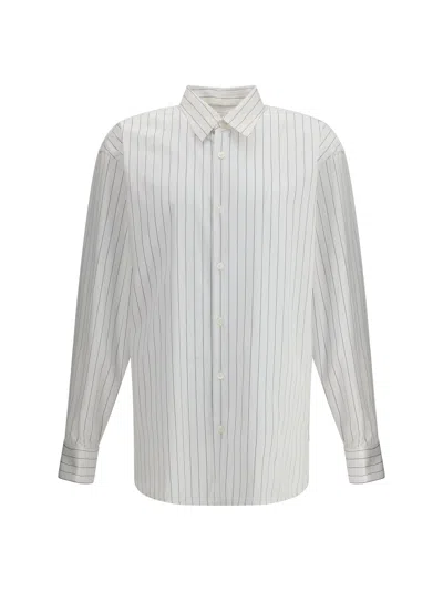 Dries Van Noten Men Striped Cotton Shirt In Gray