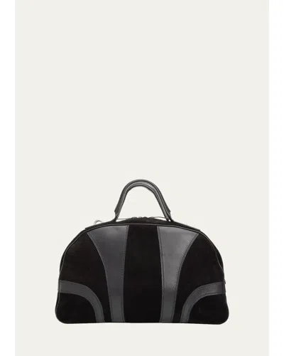Dries Van Noten Men's Suede And Leather Duffel Crossbody Bag In Black