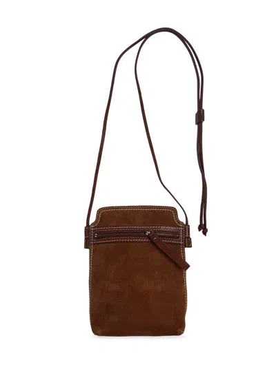 Dries Van Noten Men's Suede Crossbody Bag In Brown