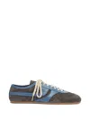 Dries Van Noten Men Steel Suede Sneakers With Leather Details In Brown