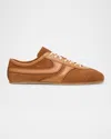 Dries Van Noten Casual Low Top Sneakers With Leather Panels In Brown