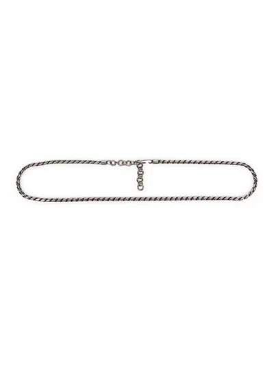Dries Van Noten Men's Twisted Metal Chain Belt In Metallic