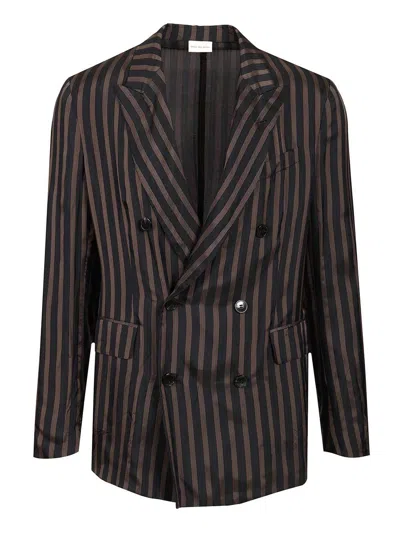 Dries Van Noten Unstructured Cupro Blazer Jackets Blue In Multi