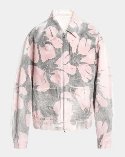 Dries Van Noten Men's Veper Floral-print Denim Jacket