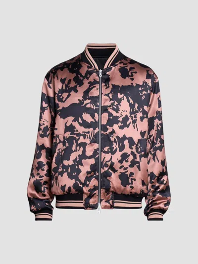 Dries Van Noten Volker Reversible Satin Bomber Ribbed Cuffs Hem In Pink