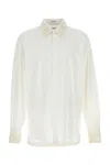 Dries Van Noten Long Sleeve Poplin Shirt With Embellished Collar In White