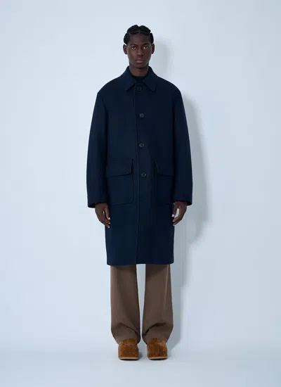 Dries Van Noten Men Wool-blend Coat In Blue