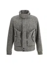 Dries Van Noten Patterned Wool Zip Jacket Front Pockets In Gray