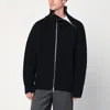 Dries Van Noten Full Zip Turtleneck Sweater With Shoulder Detail In Black