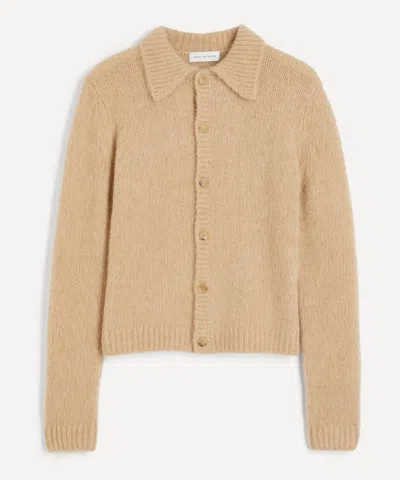 Dries Van Noten Mens Alpaca-merino Wool Knitted Cardigan In Nude