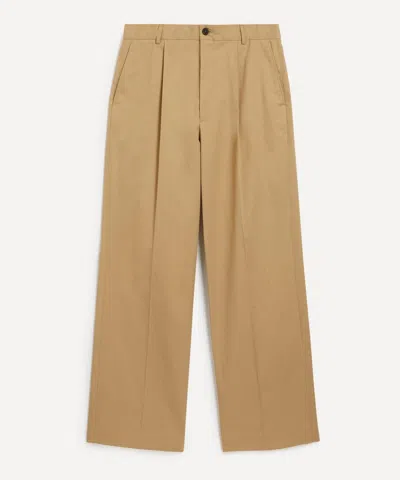 Dries Van Noten Mens Beige Cotton Pleated Trousers