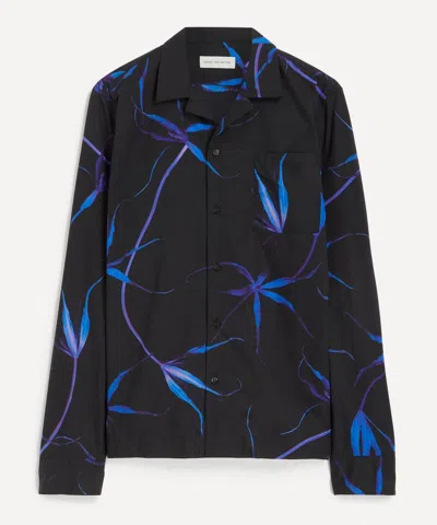 Dries Van Noten Mens Black Floral Cotton Shirt