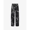 Dries Van Noten Mens Black Pickerby 2369 Graphic-pattern Cotton Trousers In Black