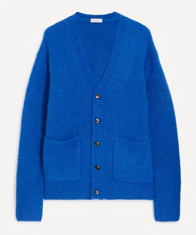 Dries Van Noten Mens Blue Alpaca Wool Cardigan