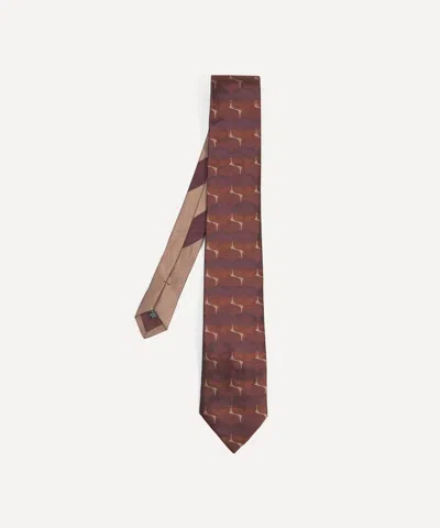 Dries Van Noten Mens Bordeaux Abstract Silk Jacquard Tie