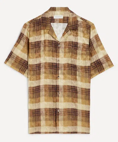 Dries Van Noten Mens Boxy Viscose Check Shirt In Brown