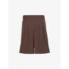 Dries Van Noten Crinkled Knee Length Pleated Bermuda Shorts In Brown