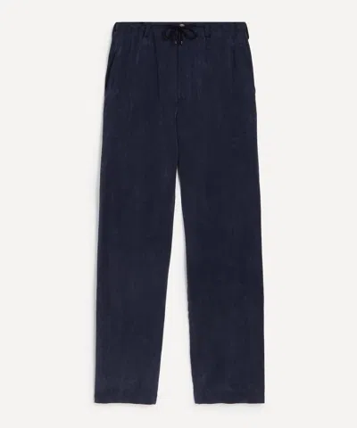 Dries Van Noten Mens Brushed Satin Drawstring Trousers In Blue