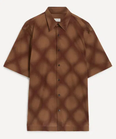 Dries Van Noten Mens Burgundy Diamond Tie-dye Short Sleeve Shirt In Braun