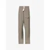 Dries Van Noten Mens Cement Patch-pocket Elasticated Straight-leg Wool Trousers In Cement