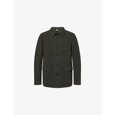 Dries Van Noten Mens Dark Grey Braxton Flap-pocket Cotton Jacket In Green