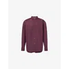 Dries Van Noten Mens  Collet 2240 Bib Cotton Shirt In Burgundy
