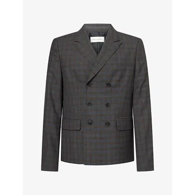 Dries Van Noten Mens  Double-breasted Notch-lapel Wool Blazer In Gray