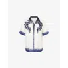 Dries Van Noten Mens Navy Embroidered Short-sleeves Woven Shirt