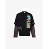 Dries Van Noten Mens Black Hemmings Crewneck Cotton-jersey T-shirt In Black