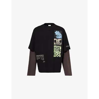 Dries Van Noten Mens Black Hemmings Crewneck Cotton-jersey T-shirt