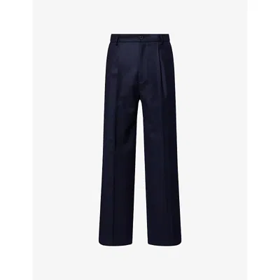 Dries Van Noten Mens  Penrud 2196 Straight-leg Wool Trousers In Blue