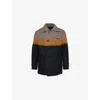 Dries Van Noten Multicolor Stand Collar Coat In Dark Brown